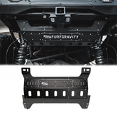 muffler heat shield for jeep wrangler jl black in color view from rear end